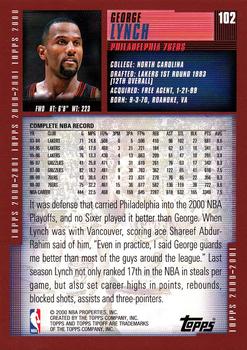 2000-01 Topps Tipoff #102 George Lynch Back