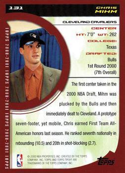 2000-01 Topps Tipoff #131 Chris Mihm Back