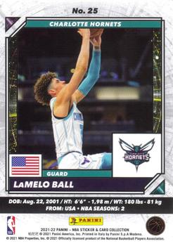 2021-22 Panini NBA Sticker & Card Collection - Cards #25 LaMelo Ball Back