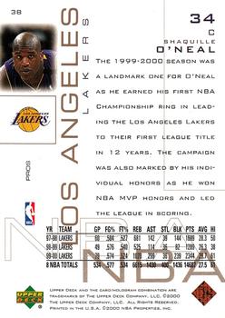 2000-01 Upper Deck Pros & Prospects #38 Shaquille O'Neal Back