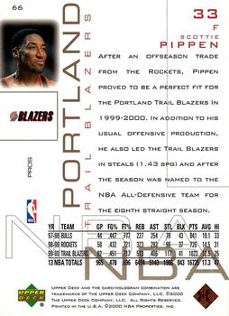 2000-01 Upper Deck Pros & Prospects #66 Scottie Pippen Back