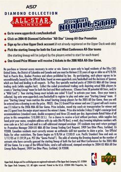 2004-05 Upper Deck All-Star Lineup - Pick the NBA All-Star Starting Lineup! #AS17 Kenyon Martin Back