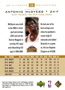 2000-01 Upper Deck Ultimate Collection #13 Antonio McDyess Back