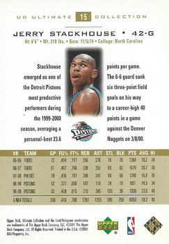 2000-01 Upper Deck Ultimate Collection #15 Jerry Stackhouse Back
