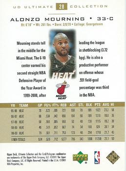 2000-01 Upper Deck Ultimate Collection #28 Alonzo Mourning Back