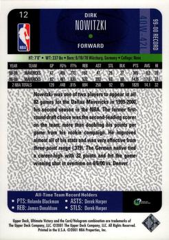 2000-01 Upper Deck Ultimate Victory #12 Dirk Nowitzki Back