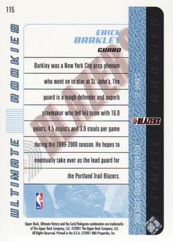 2000-01 Upper Deck Ultimate Victory #115 Erick Barkley Back