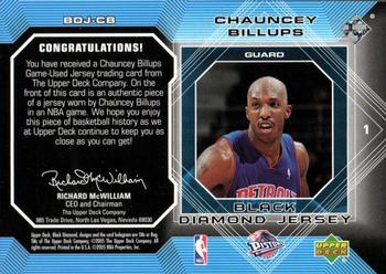 2004-05 Upper Deck Black Diamond - Black Diamond Jersey #BDJ-CB Chauncey Billups Back