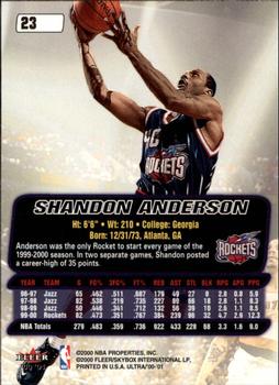 2000-01 Ultra #23 Shandon Anderson Back
