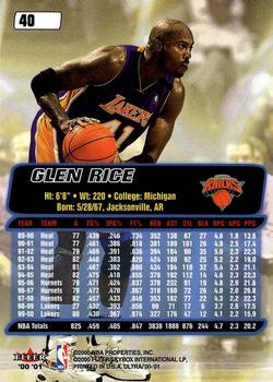 2000-01 Ultra #40 Glen Rice Back