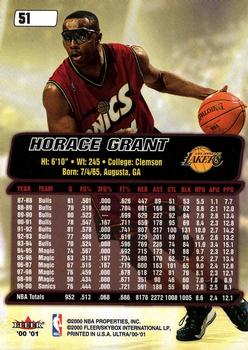 2000-01 Ultra #51 Horace Grant Back