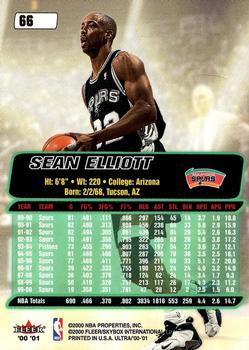 2000-01 Ultra #66 Sean Elliott Back