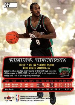 2000-01 Ultra #67 Michael Dickerson Back