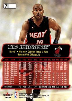 2000-01 Ultra #71 Tim Hardaway Back