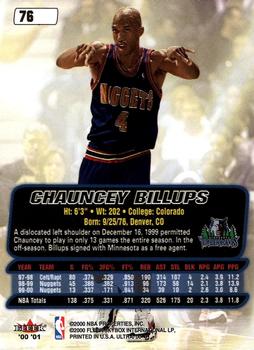 2000-01 Ultra #76 Chauncey Billups Back