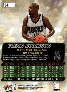 2000-01 Ultra #94 Glenn Robinson Back