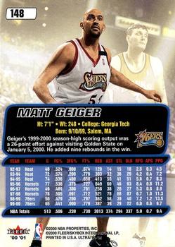 2000-01 Ultra #148 Matt Geiger Back
