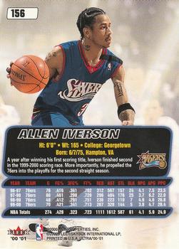 2000-01 Ultra #156 Allen Iverson Back