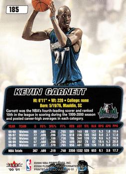 2000-01 Ultra #185 Kevin Garnett Back