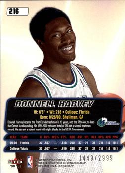2000-01 Ultra #216 Donnell Harvey Back