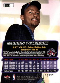 2000-01 Ultra #222 Morris Peterson Back