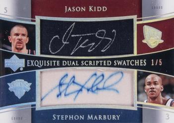 2004-05 Upper Deck Exquisite Collection - Dual Scripted Swatches #SS2-KM Jason Kidd / Stephon Marbury Front