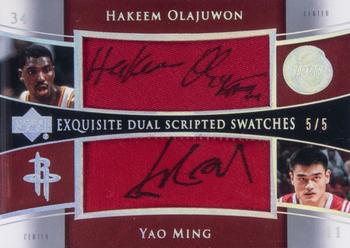 2004-05 Upper Deck Exquisite Collection - Dual Scripted Swatches #SS2-OY Hakeem Olajuwon / Yao Ming Front