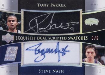 2004-05 Upper Deck Exquisite Collection - Dual Scripted Swatches #SS2-PN Tony Parker / Steve Nash Front
