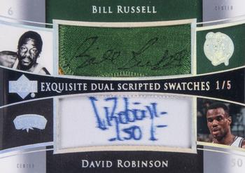 2004-05 Upper Deck Exquisite Collection - Dual Scripted Swatches #SS2-RR Bill Russell / David Robinson Front