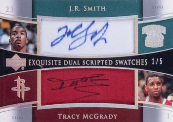 2004-05 Upper Deck Exquisite Collection - Dual Scripted Swatches #SS2-SM J.R. Smith / Tracy McGrady Front