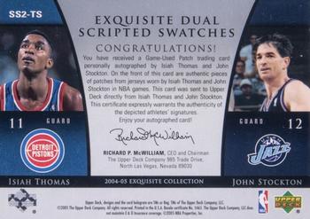 2004-05 Upper Deck Exquisite Collection - Dual Scripted Swatches #SS2-TS Isiah Thomas / John Stockton Back