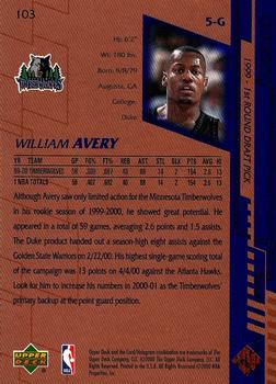 2000-01 Upper Deck #103 William Avery Back