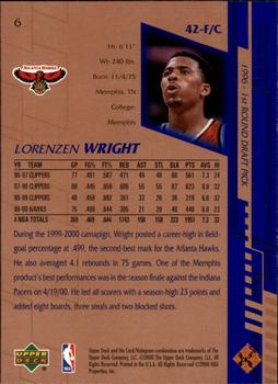2000-01 Upper Deck #6 Lorenzen Wright Back