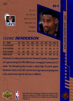 2000-01 Upper Deck #29 Cedric Henderson Back