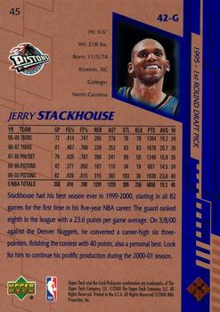 2000-01 Upper Deck #45 Jerry Stackhouse Back