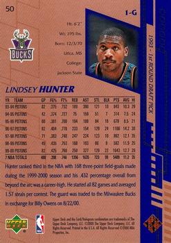 2000-01 Upper Deck #50 Lindsey Hunter Back