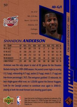 2000-01 Upper Deck #59 Shandon Anderson Back