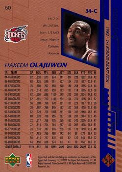 2000-01 Upper Deck #60 Hakeem Olajuwon Back