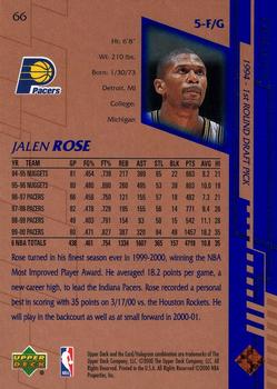 2000-01 Upper Deck #66 Jalen Rose Back