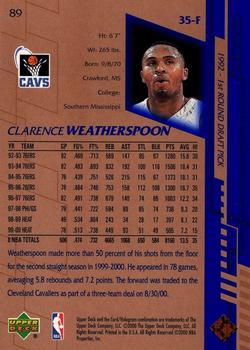 2000-01 Upper Deck #89 Clarence Weatherspoon Back