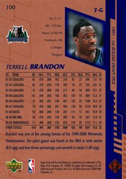 2000-01 Upper Deck #100 Terrell Brandon Back