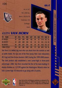 2000-01 Upper Deck #106 Keith Van Horn Back