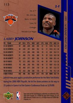 2000-01 Upper Deck #113 Larry Johnson Back