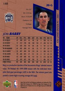 2000-01 Upper Deck #148 Jon Barry Back