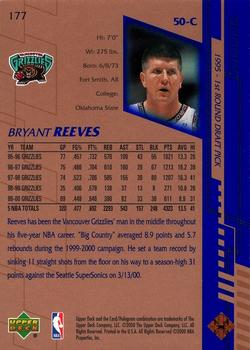 2000-01 Upper Deck #177 Bryant Reeves Back
