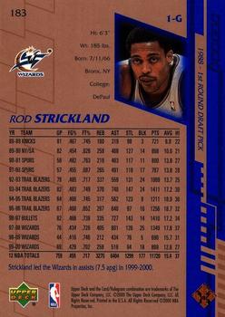 2000-01 Upper Deck #183 Rod Strickland Back