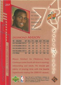2000-01 Upper Deck #237 Desmond Mason Back