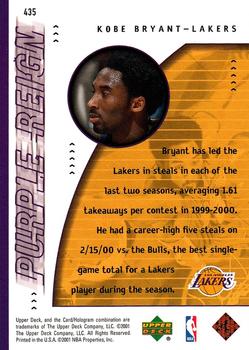 2000-01 Upper Deck #435 Kobe Bryant Back