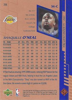 2000-01 Upper Deck #78 Shaquille O'Neal Back