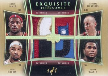 2004-05 Upper Deck Exquisite Collection - Foursomes Patches Parallel #JDIW LeBron James / Drew Gooden / Zydrunas Ilgauskas / Dajuan Wagner Front